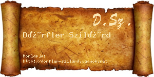 Dörfler Szilárd névjegykártya